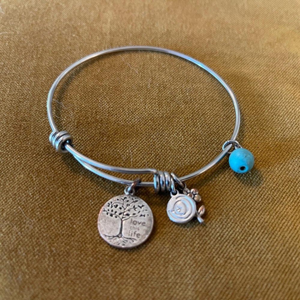 Tree of Life Silver Bracelet with Turquoise Charm